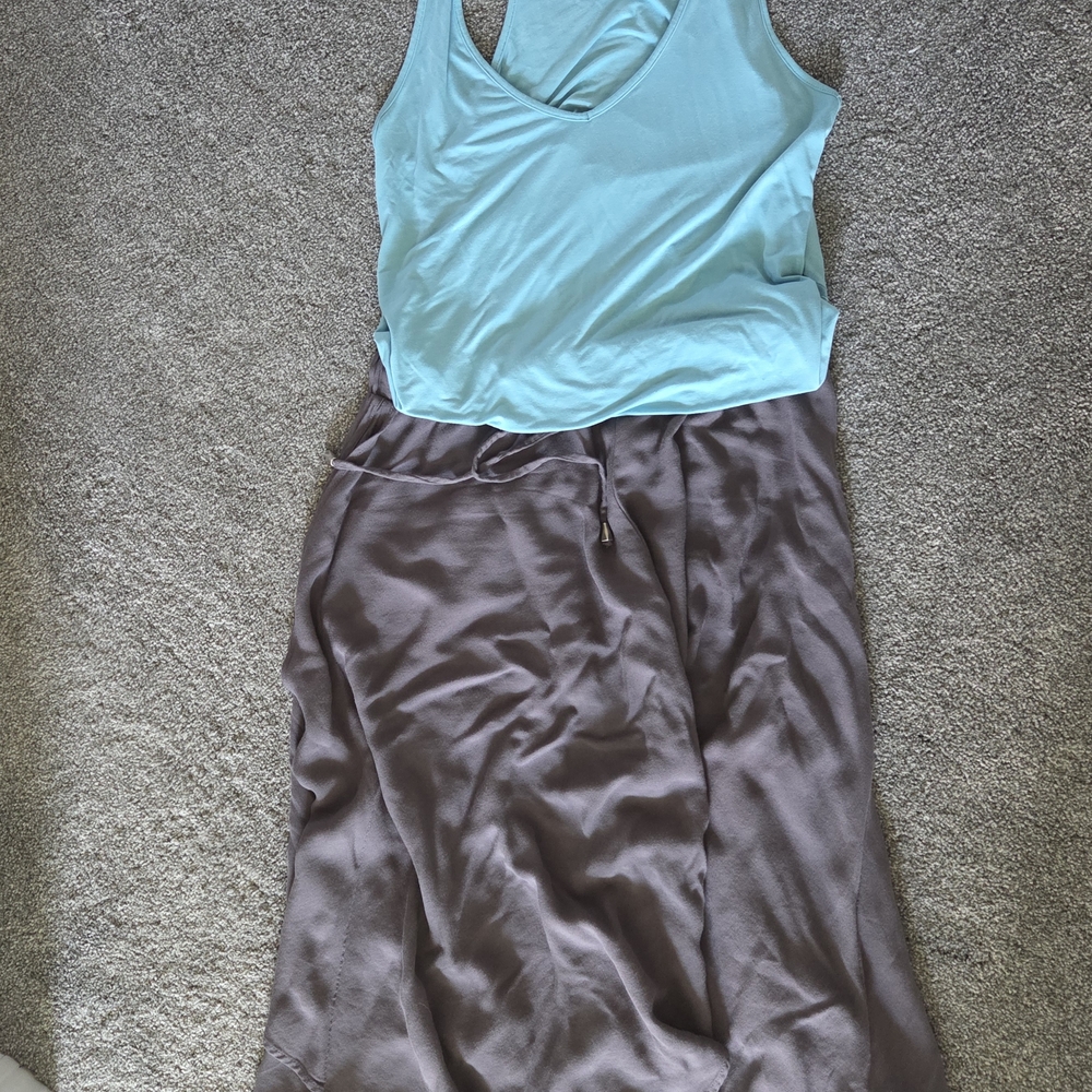DREW Aqua and Taupe Dress